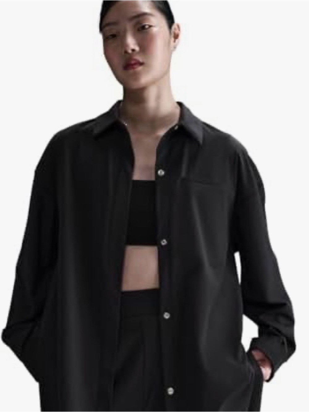 Nike Women's Black Casual Button-Down Shirt, L